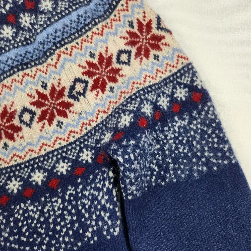 Tabitha Webb Fair Isle Lambswool Jumper Sweater Navy Yoke Womens S Vintage